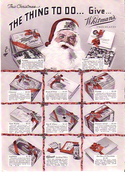 Papá Noel en la publicidad de Whitman's Chocolates en 1935