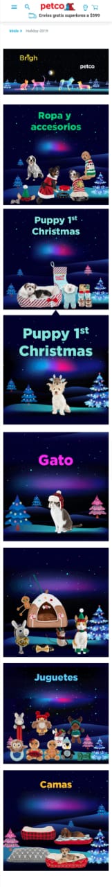 Ejemplo de promoción navideña en el sitio web de Petco