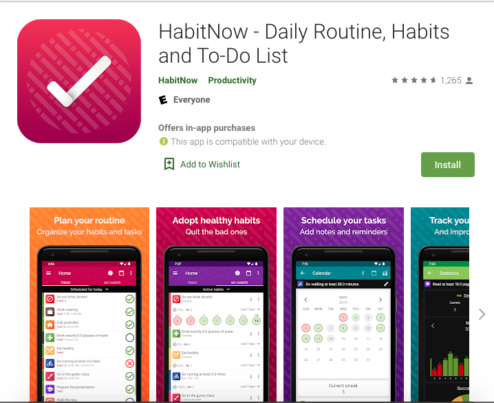 Apps de agenda y calendario: habitnow