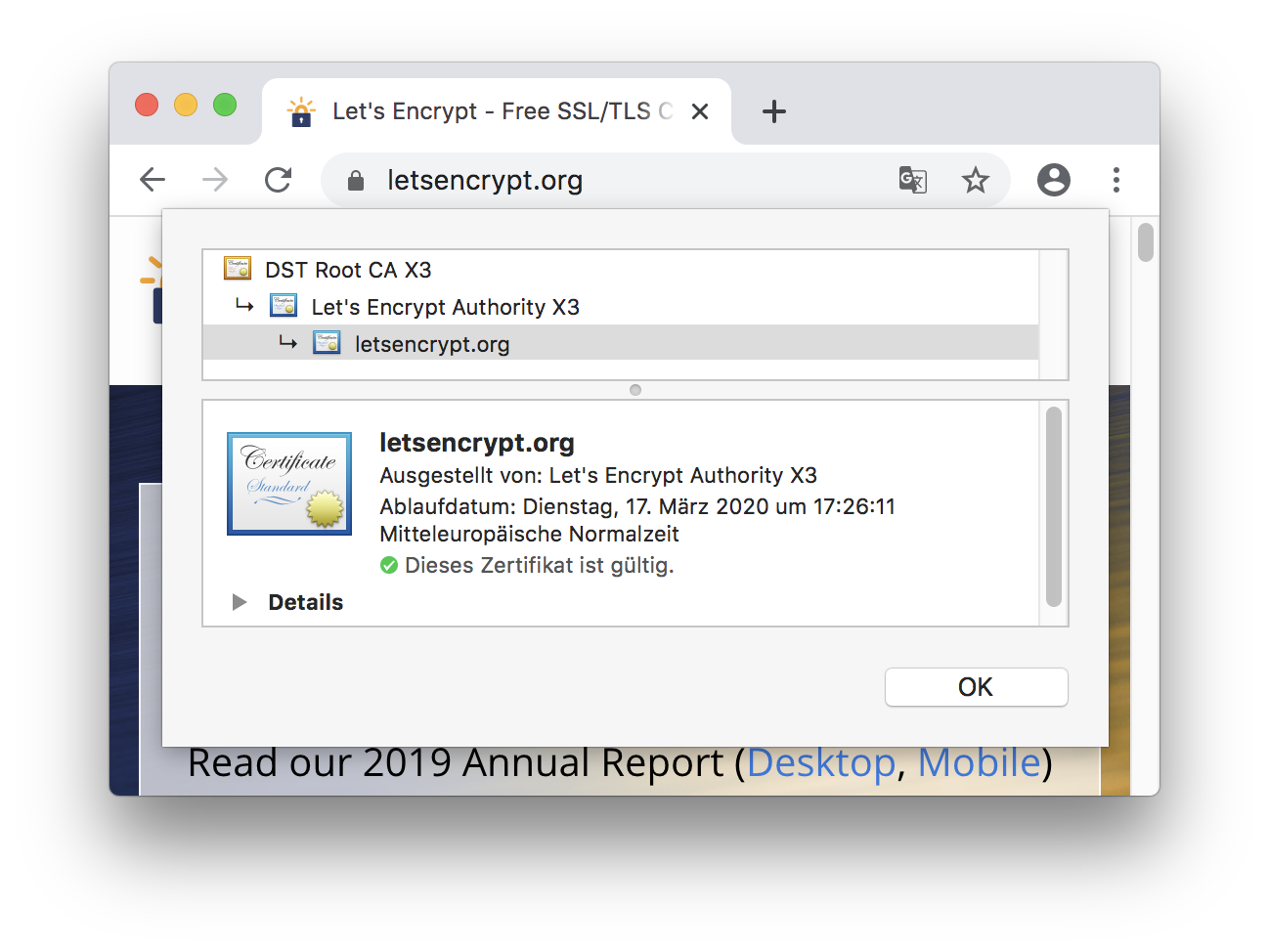 SSL Zertifikat in Google Chrome sehen