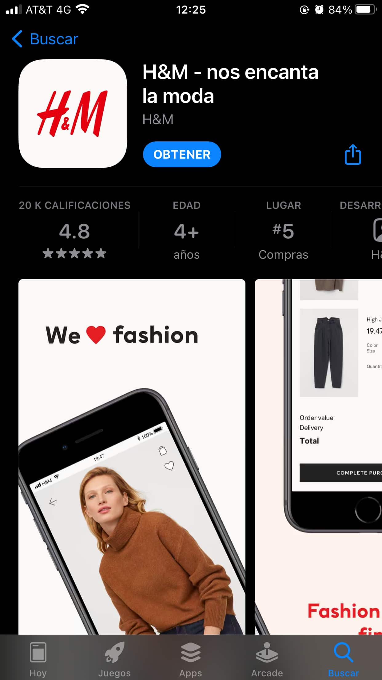 Ejemplo de app de e-commerce: H&M