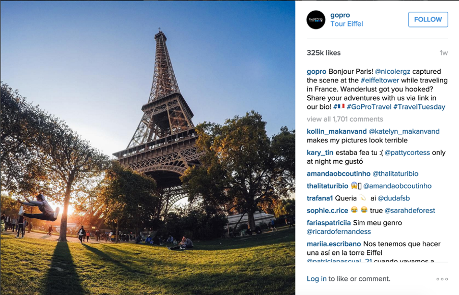 Utilisation hashtags Instagram GoPro
