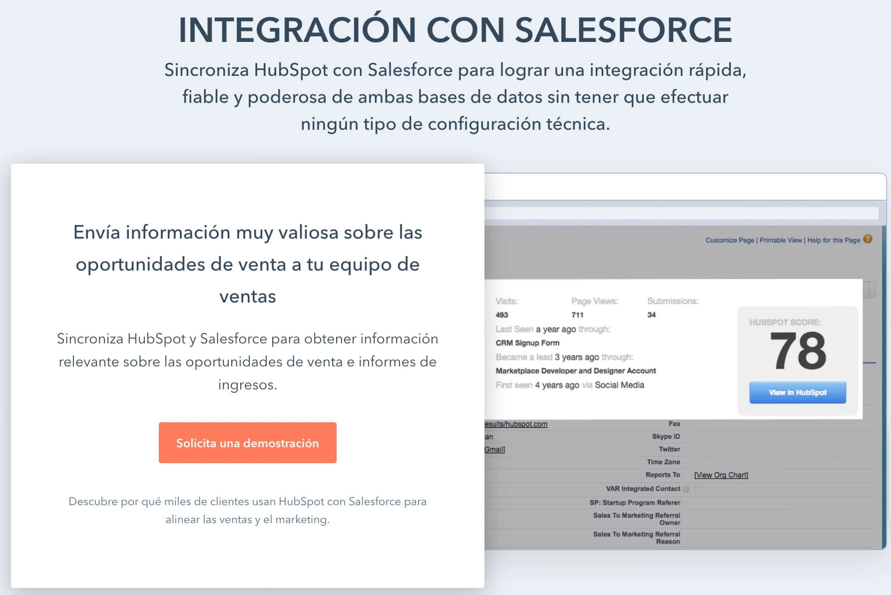 Integraciones de ventas, Salesforce de HubSpot