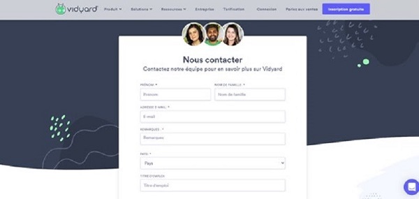 vidyard contact page