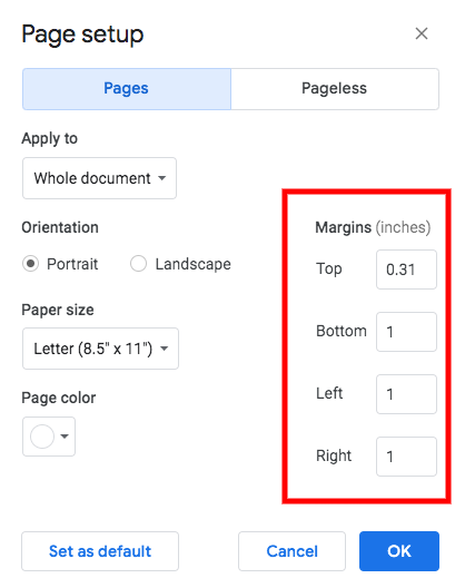 نحوه تغییر تمام حاشیه ها در Google Docs: مرحله 2