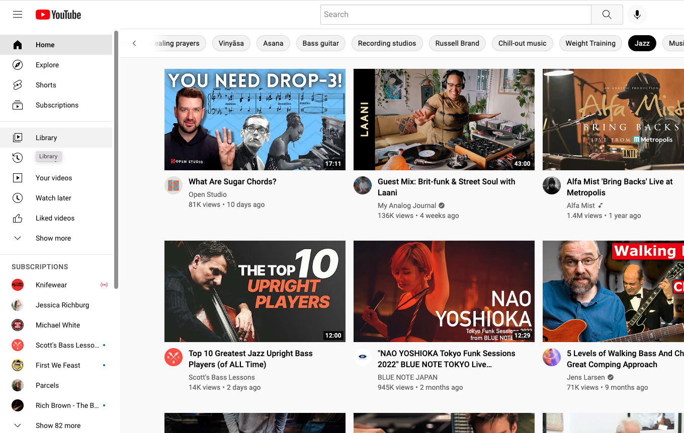 Example of UX and UI using Youtube homepage