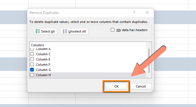 How to Remove Duplicates in Excel: tclick ok to delete duplicates